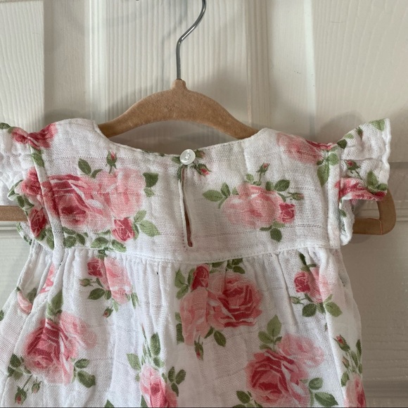 Mud Pie baby girls linen rose floral dress - Picture 6 of 7